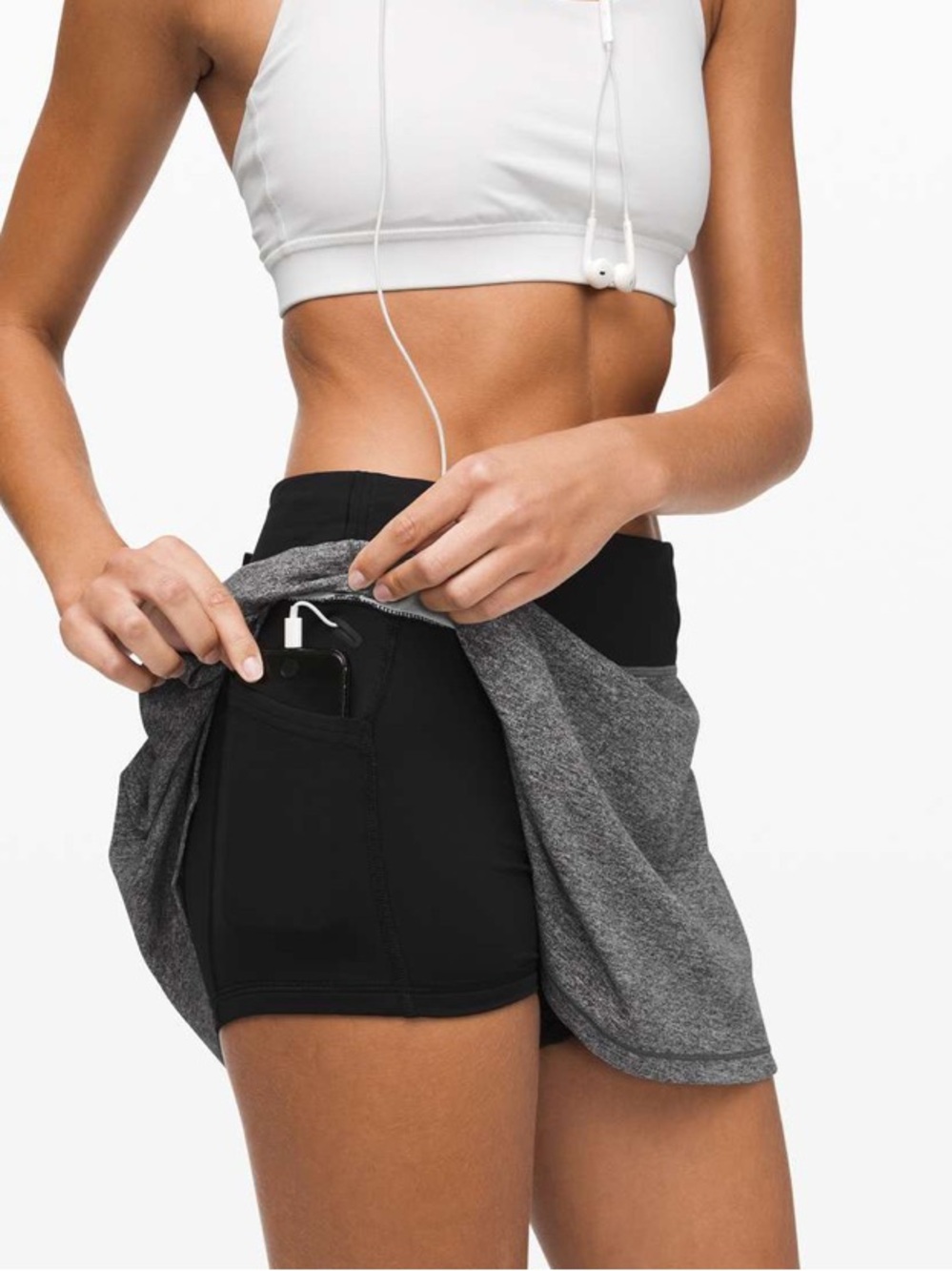 lululemon athletica Heather Gray Skater Skirt with Black Waistband - Picture 4 of 9